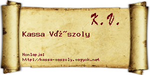 Kassa Vászoly névjegykártya